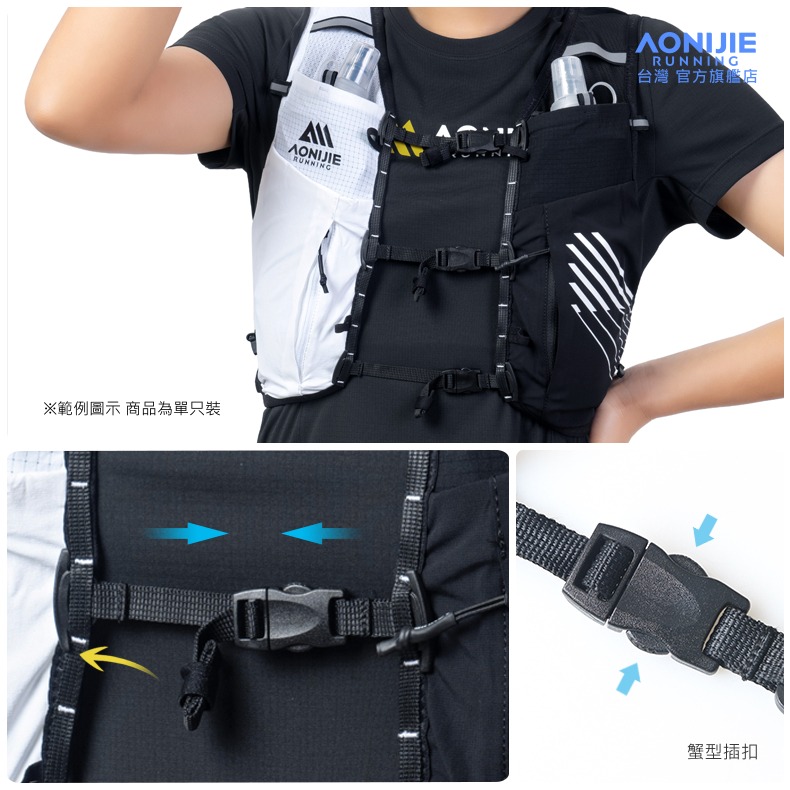 AONIJIE奧尼捷 背包胸前扣具 【台灣官方旗艦店】 可調式胸帶 織帶插扣式 彈力快扣式 越野跑步背包/登山背包適用-細節圖4