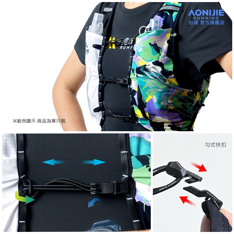 AONIJIE奧尼捷 背包胸前扣具 【台灣官方旗艦店】 可調式胸帶 織帶插扣式 彈力快扣式 越野跑步背包/登山背包適用-細節圖6