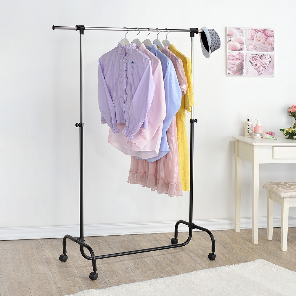 【AAA】日式單桿伸縮附輪吊衣架 - 2色可選-規格圖3