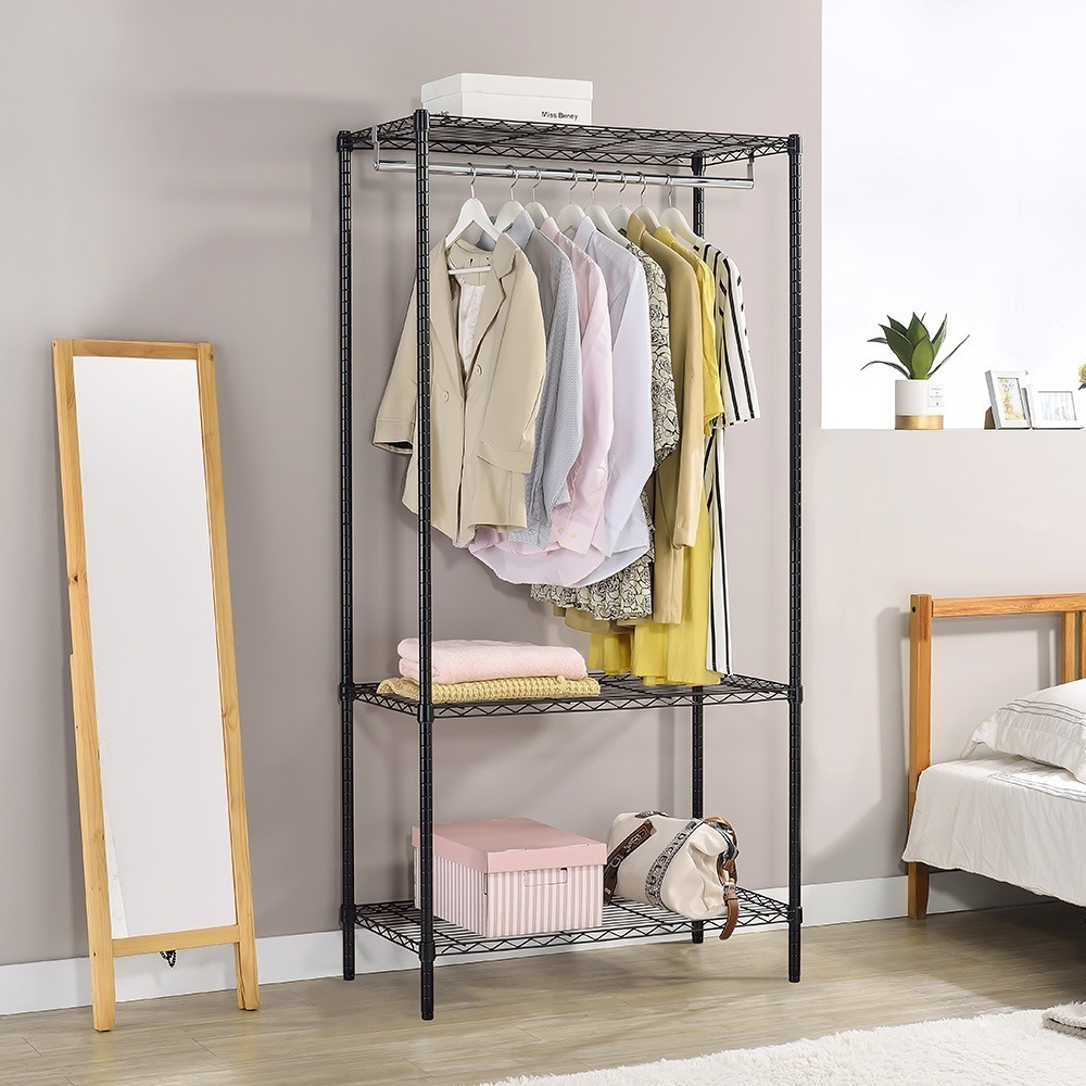 【AAA】三層單桿衣櫥架 - 90x45x180cm (2色可選)-規格圖1