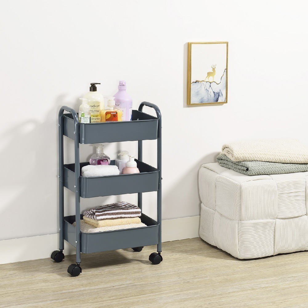 【AAA】超輕巧三層置物收納車 - 5色可選-細節圖3