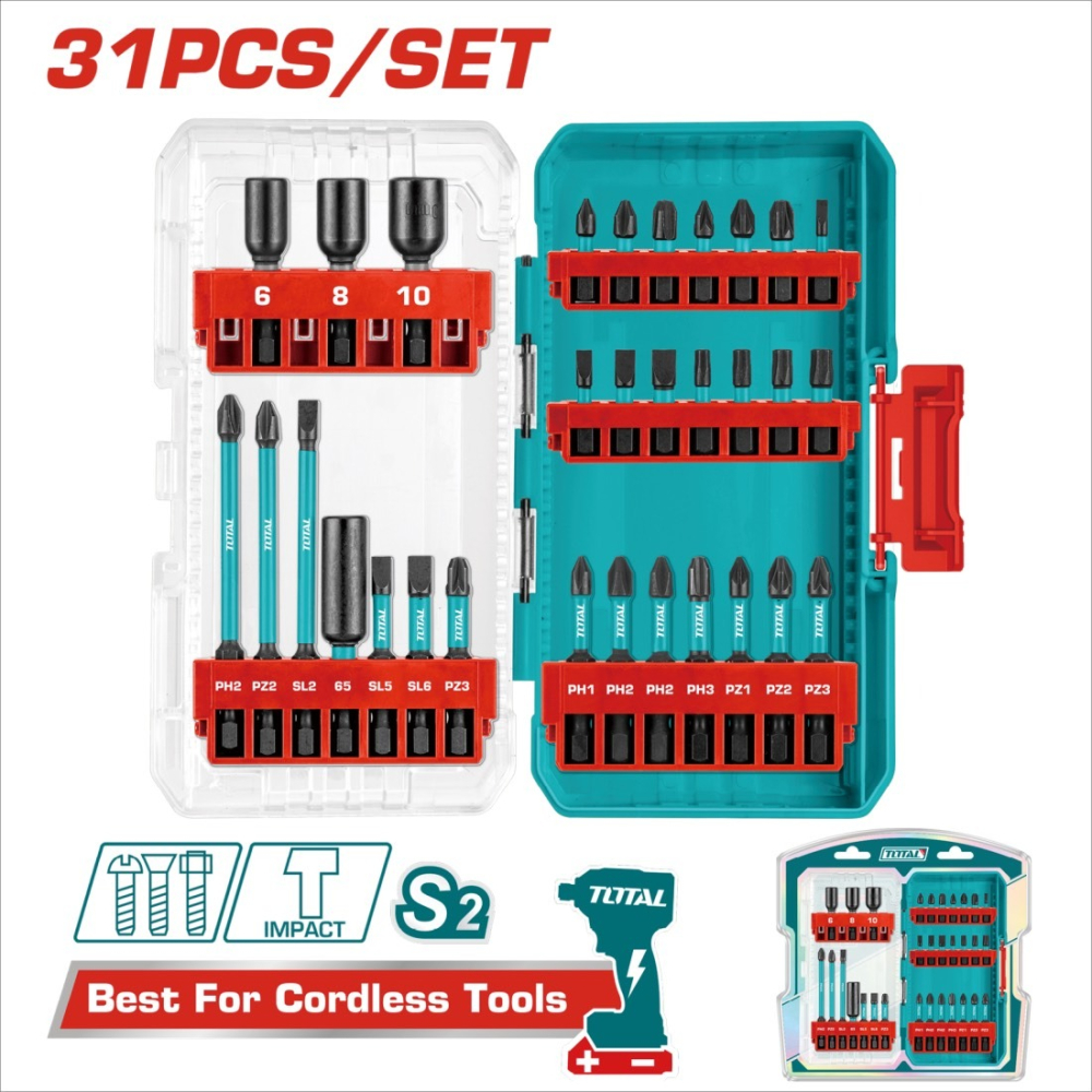 【松駿小舖】含稅 TOTAL 電動起子頭組套 31PCS (TACSDL11306) 螺絲起子組 十字起子頭 套筒組-細節圖2
