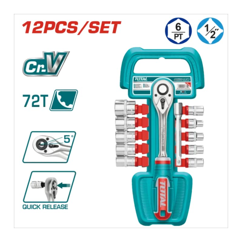 【松駿小舖】含稅 TOTAL 套筒板手組套 12件 (THT141121) 六角板手組套 套筒組 套筒 套桶 板手-細節圖2