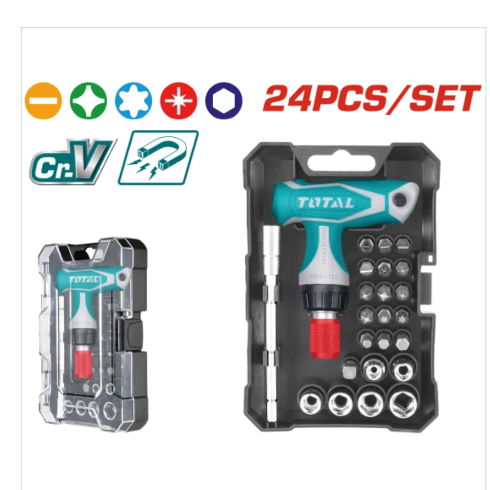 【松駿小舖】含稅 TOTAL 24件装T型手柄板手起子套裝組(TACSD30186) T型板手 螺絲起子組-細節圖2