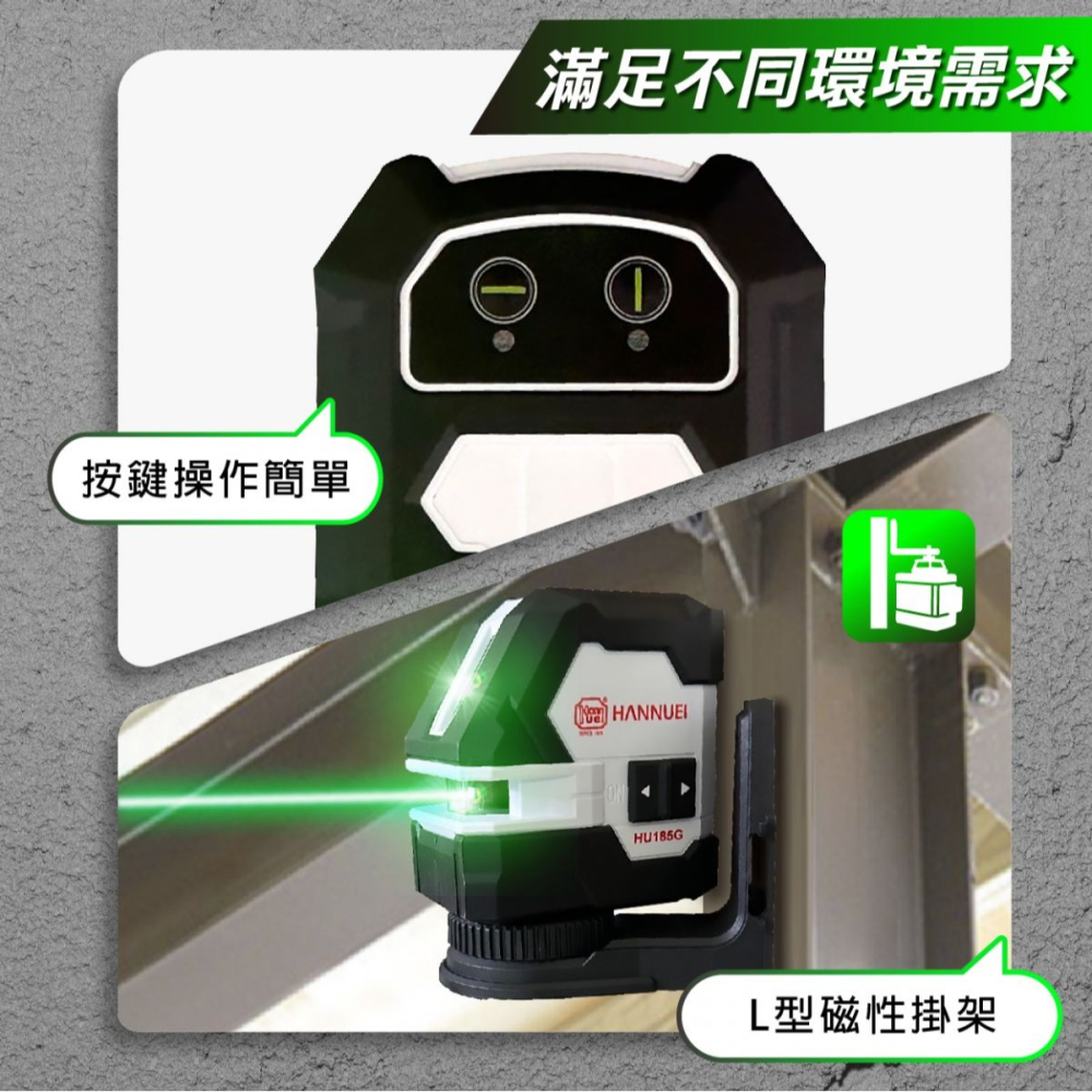 【松駿小舖】含稅 漢威 HU-185G 超強綠光 水平儀 1垂直1水平2亮點 板模 泥做 同PLS180 雷射儀 十字-細節圖5
