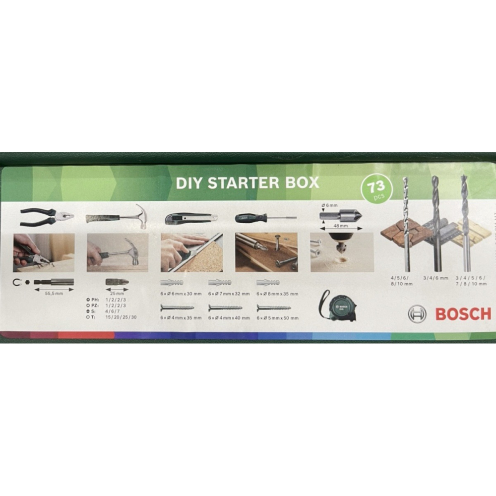 【松駿小舖】含稅 BOSCH 73件多功能手工具組 2607011660 工具箱 鑽尾 起子頭 鐵鎚 捲尺 美工刀-細節圖2