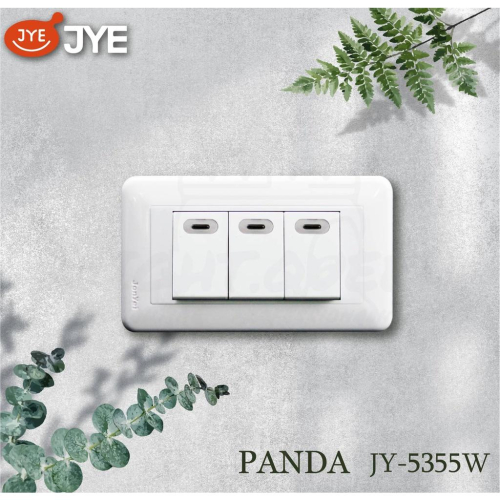 『燈后』附發票 中一電工 PANDA 熊貓系列 JY-5355W 夜光開關 大面板 BSMI認證:R54670