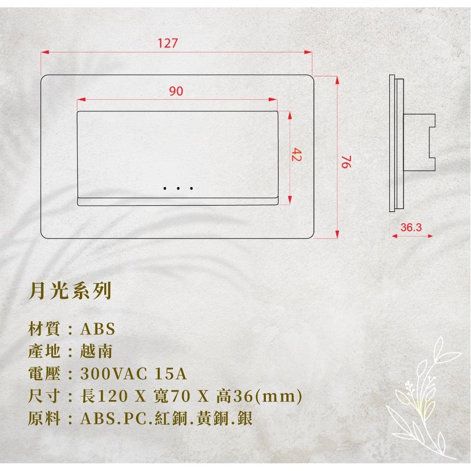 『燈后』中一電工 月光系列 JY-N6403-LI 月光基本款三孔蓋板 大面板開關插座 BSMI認證:R51049-細節圖2