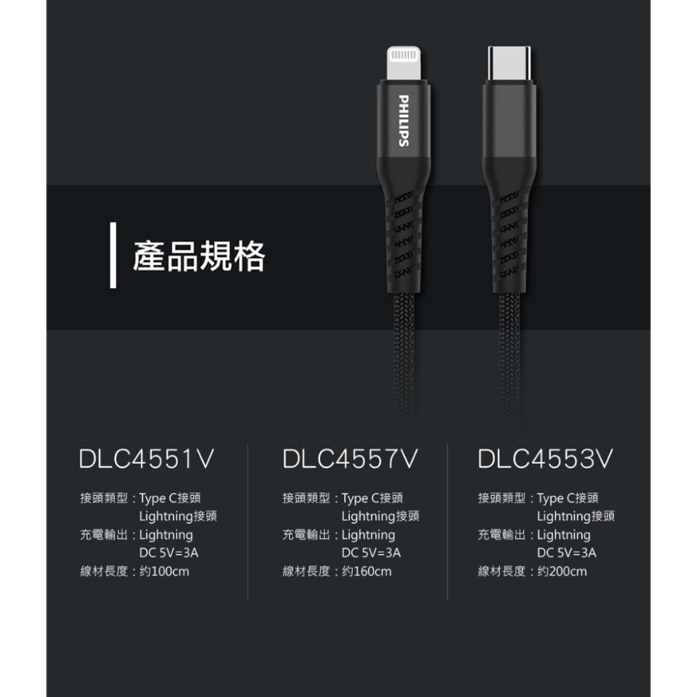 『燈后』PHILIPS 飛利浦 Type-C to Lightning手機充電線 MIF認證 蘋果充電線DLC4551V-細節圖7