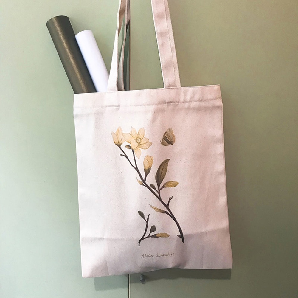漫步植物園系列 - 花草帆布袋 (木蘭花款)-細節圖2