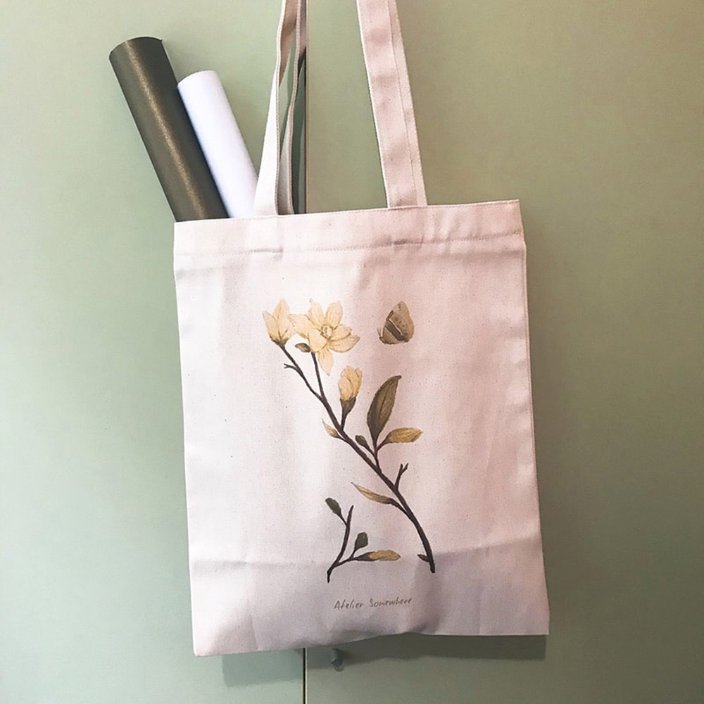 漫步植物園系列 - 花草帆布袋 (木蘭花款)-細節圖2