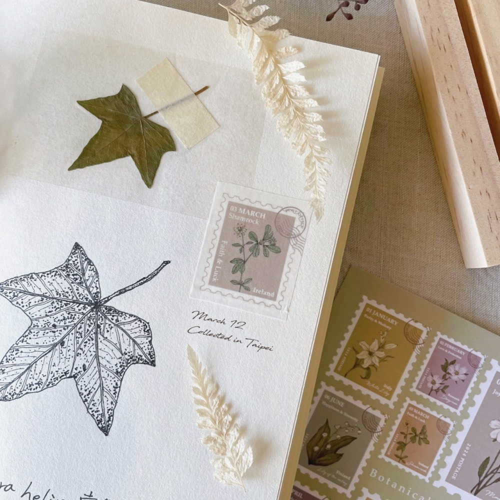 漫步植物園系列 - 月之花郵票紙膠帶(寬3cmx長5m)-細節圖3