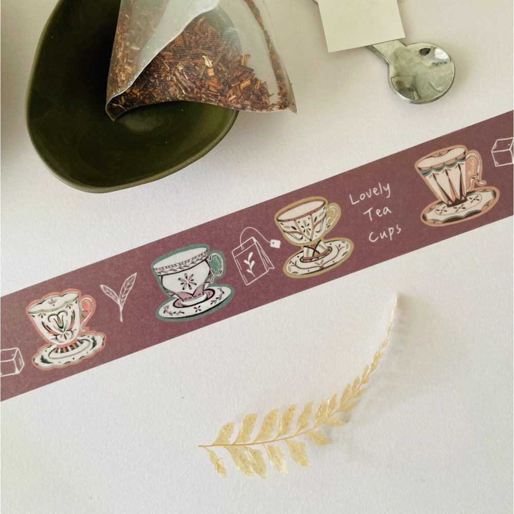 夢遊咖啡館系列 - 繽紛小茶杯紙膠帶(寬2.5cmx長5m)-細節圖3