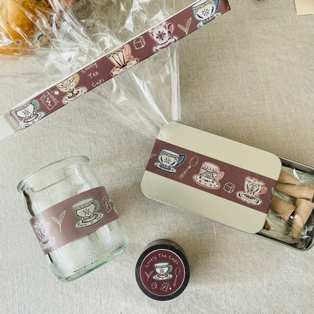 夢遊咖啡館系列 - 繽紛小茶杯紙膠帶(寬2.5cmx長5m)-細節圖4