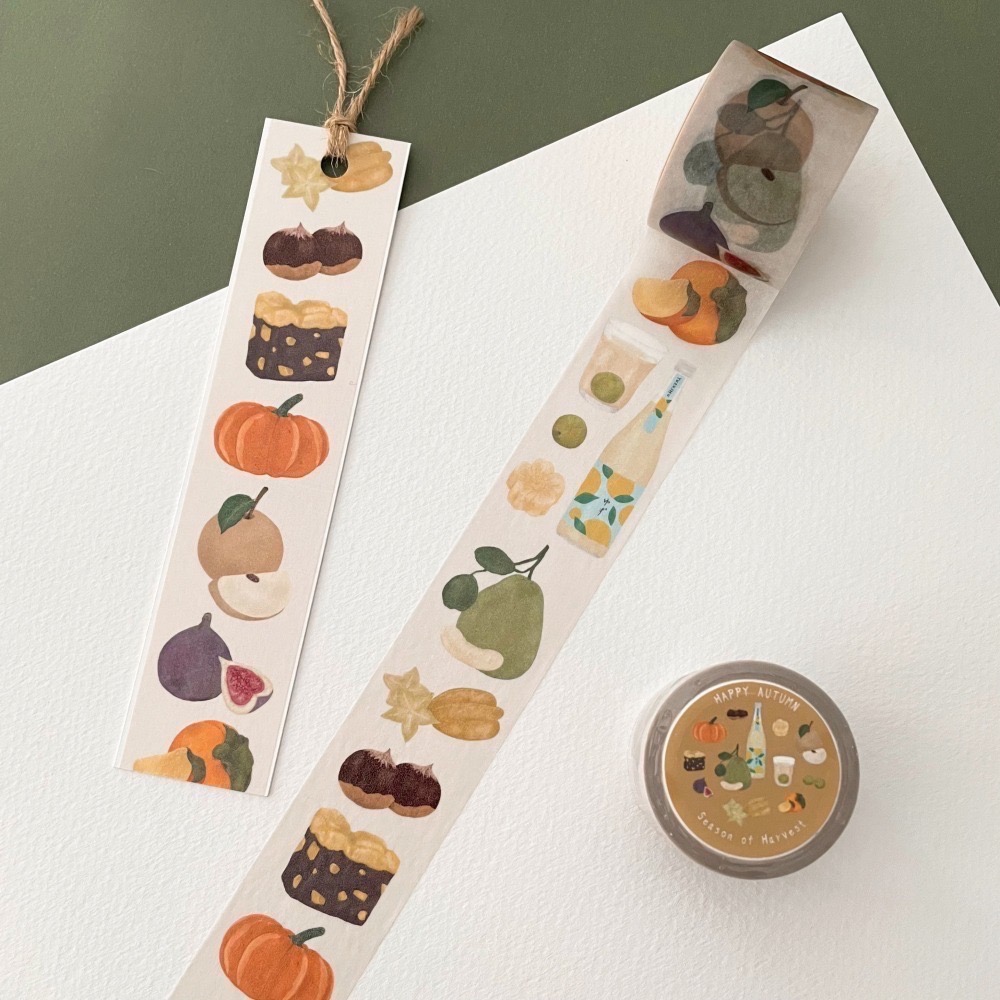 美味小食堂系列 - 豐收果實之秋紙膠帶(寬3cmx長5m)-細節圖2