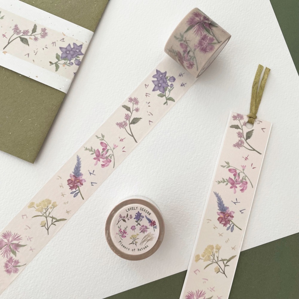 漫步植物園系列 - 幸福草木之秋紙膠帶(寬3cmx長5m)-細節圖2