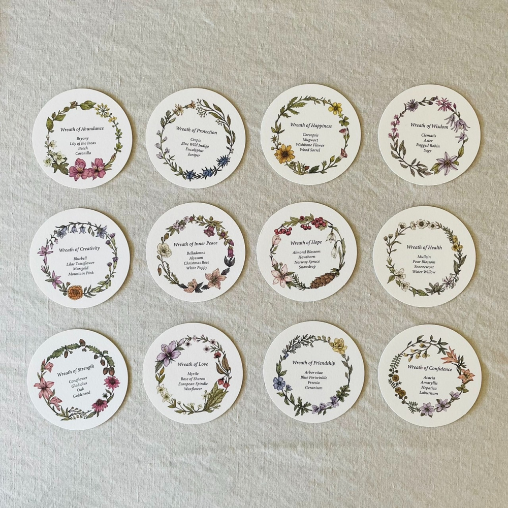 漫步植物園系列 - 花圈便箋吊卡組(12張不同款)(可當杯墊)-細節圖2