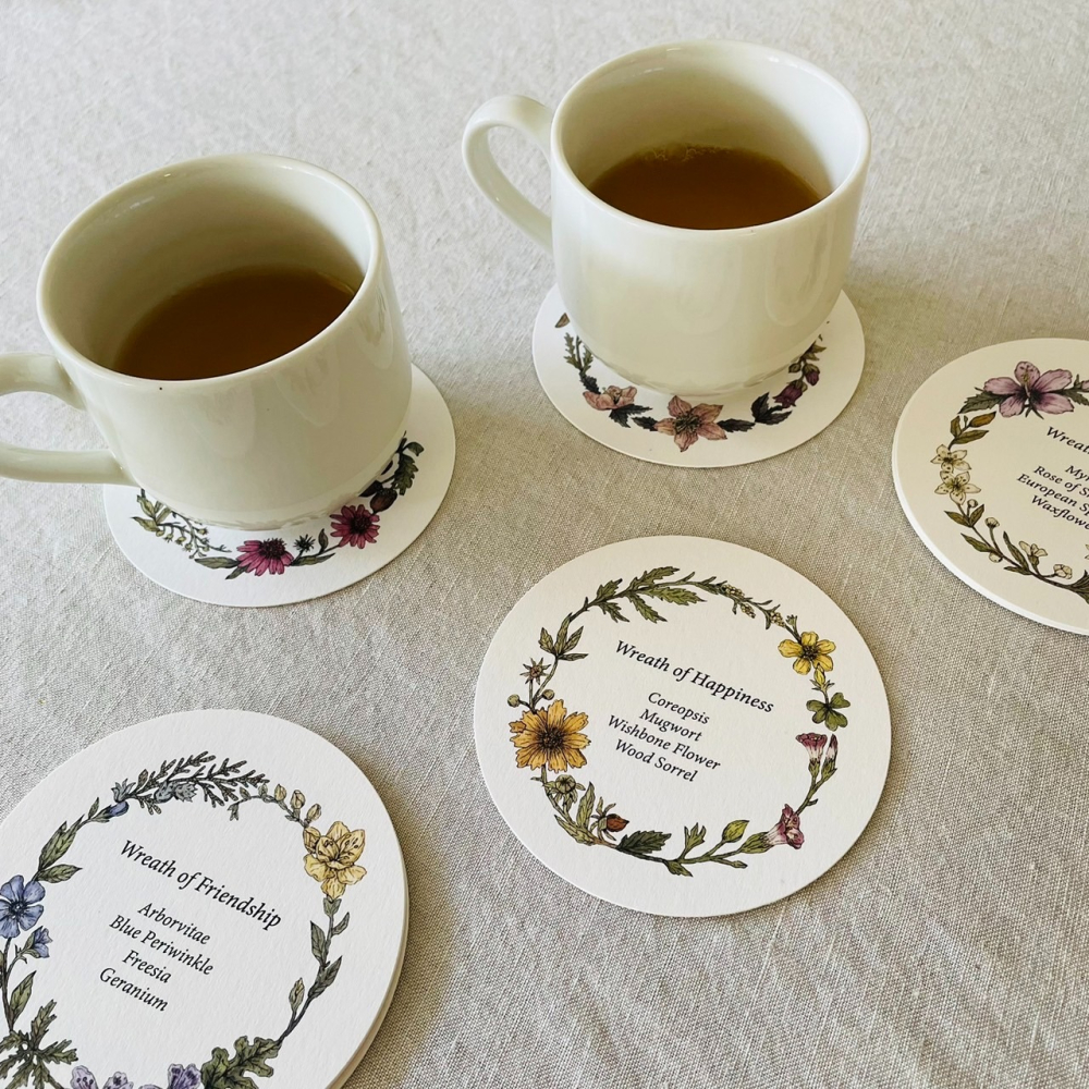 漫步植物園系列 - 花圈便箋吊卡組(12張不同款)(可當杯墊)-細節圖5