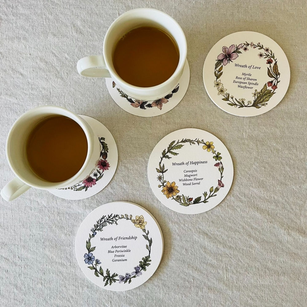 漫步植物園系列 - 花圈便箋吊卡組(12張不同款)(可當杯墊)-細節圖6