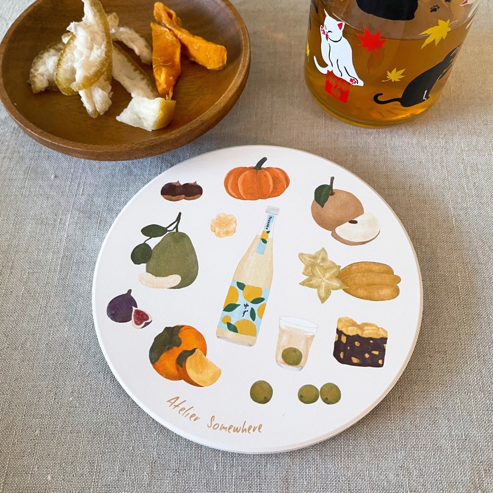 美味小食堂系列 - 豐收果實之秋陶瓷杯墊-細節圖2