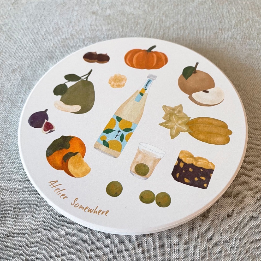 美味小食堂系列 - 豐收果實之秋陶瓷杯墊-細節圖3