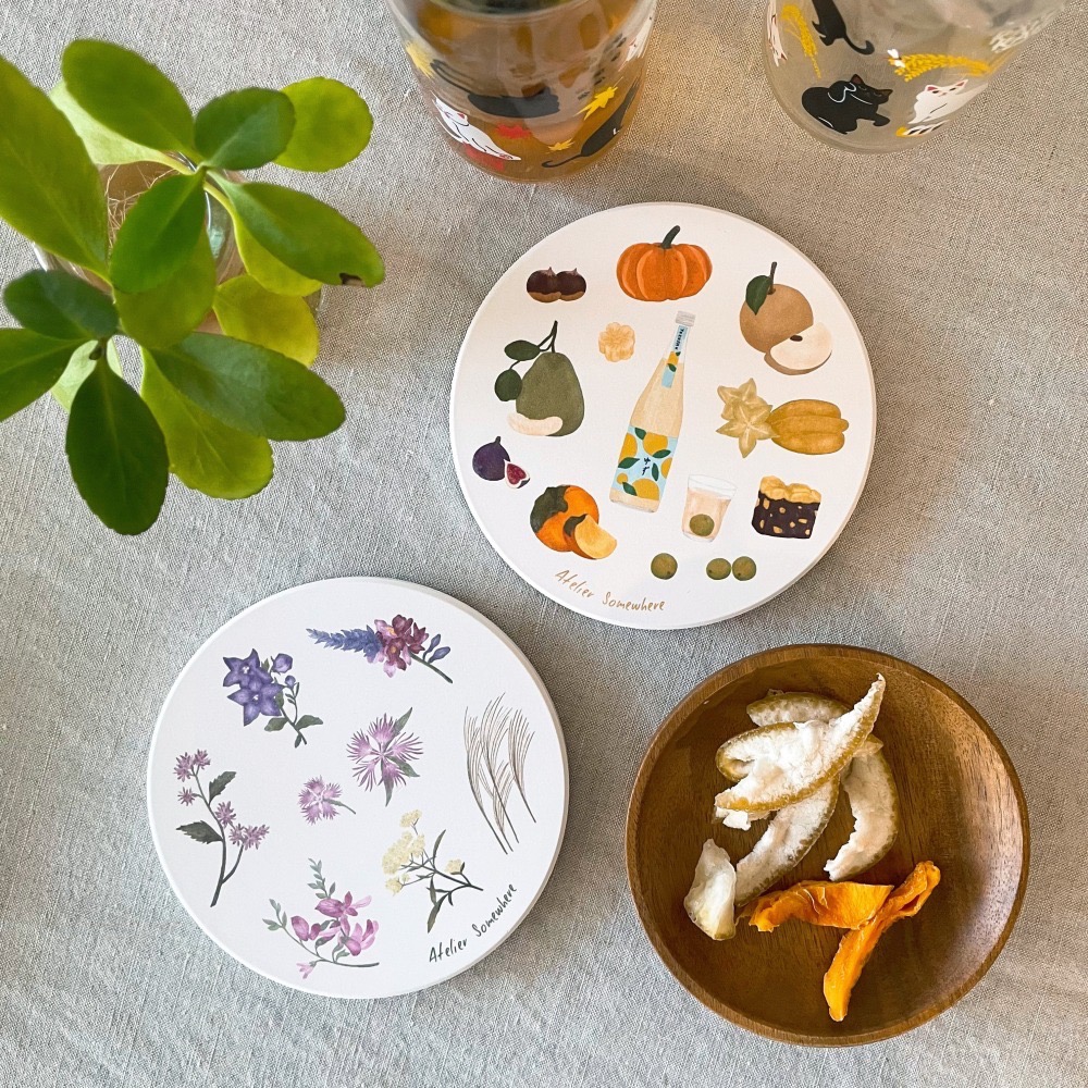 美味小食堂系列 - 豐收果實之秋陶瓷杯墊-細節圖4