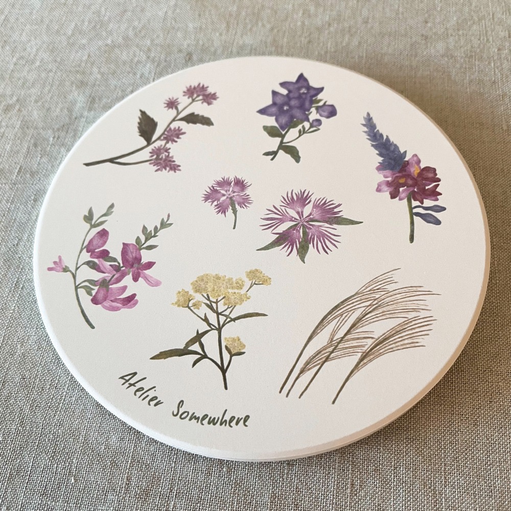 漫步植物園系列 - 幸福草木之秋陶瓷杯墊-細節圖3