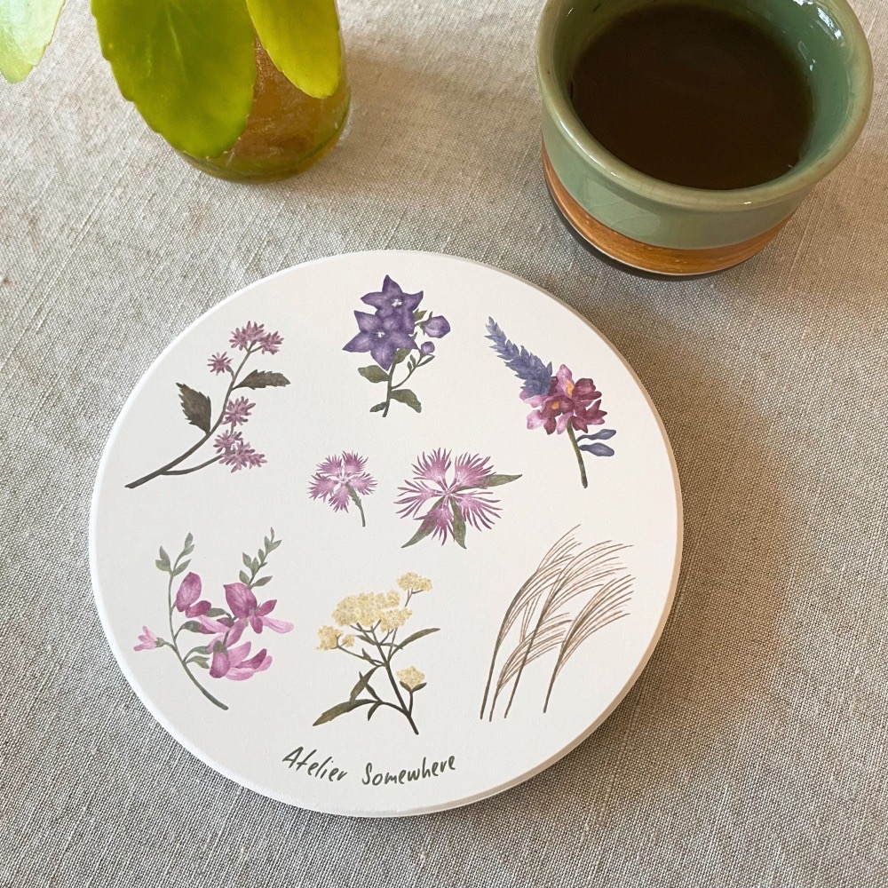 漫步植物園系列 - 幸福草木之秋陶瓷杯墊-細節圖2