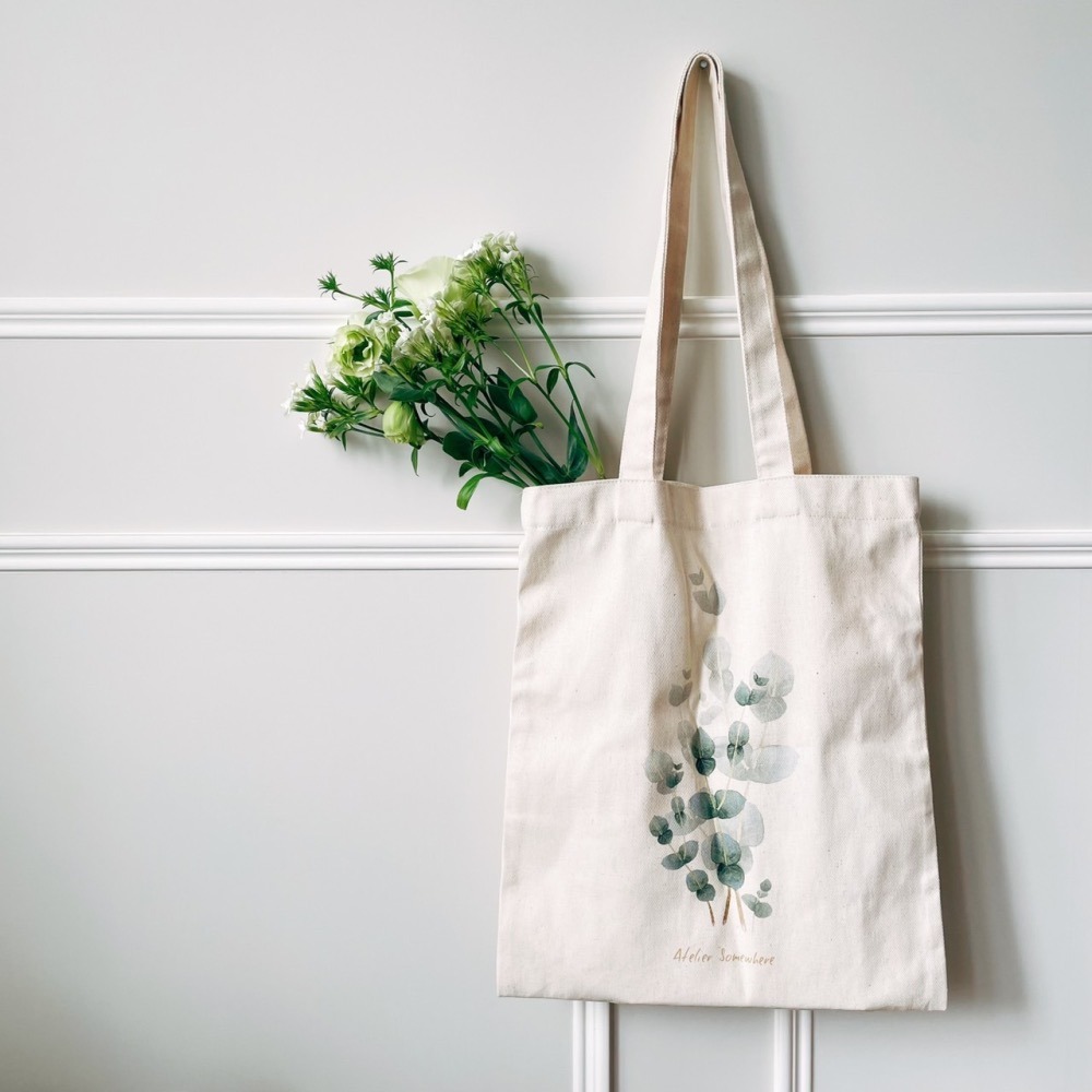 漫步植物園系列 - 花草帆布袋 (尤加利款)-細節圖2