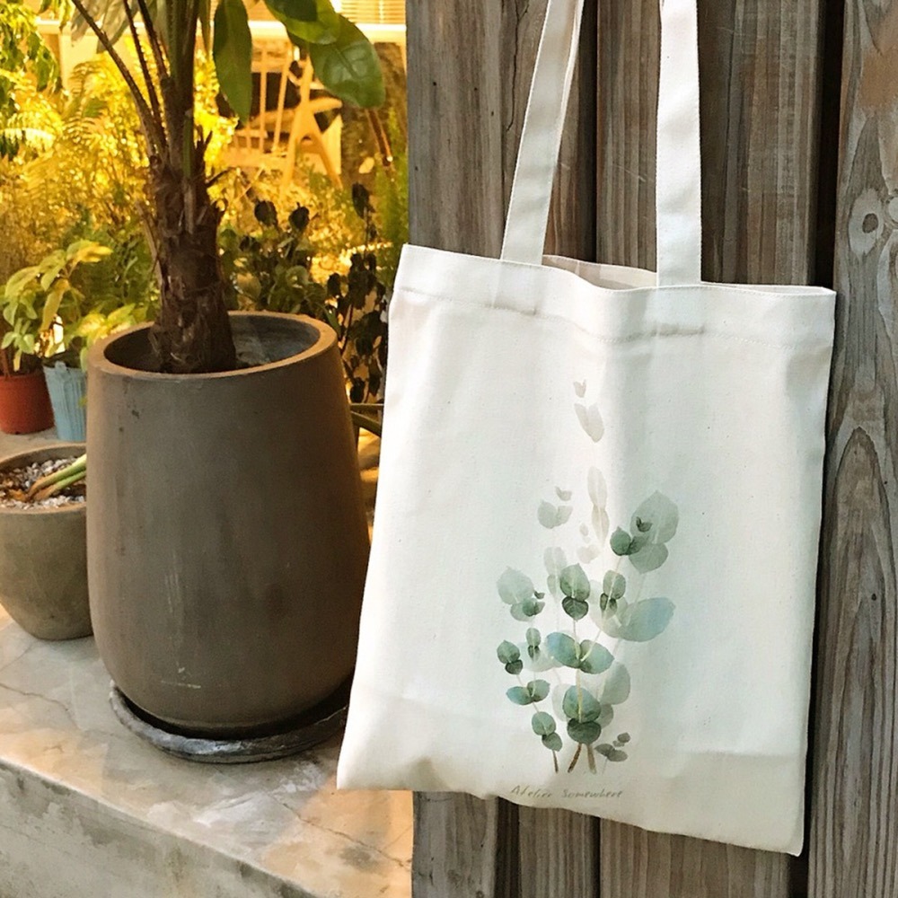 漫步植物園系列 - 花草帆布袋 (尤加利款)-細節圖3