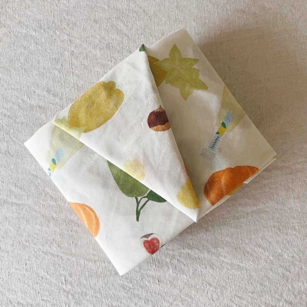 漫步植物園系列 - 豐收果實之秋萬用方巾、風呂敷包巾、包裹布 (53x53cm)-細節圖2