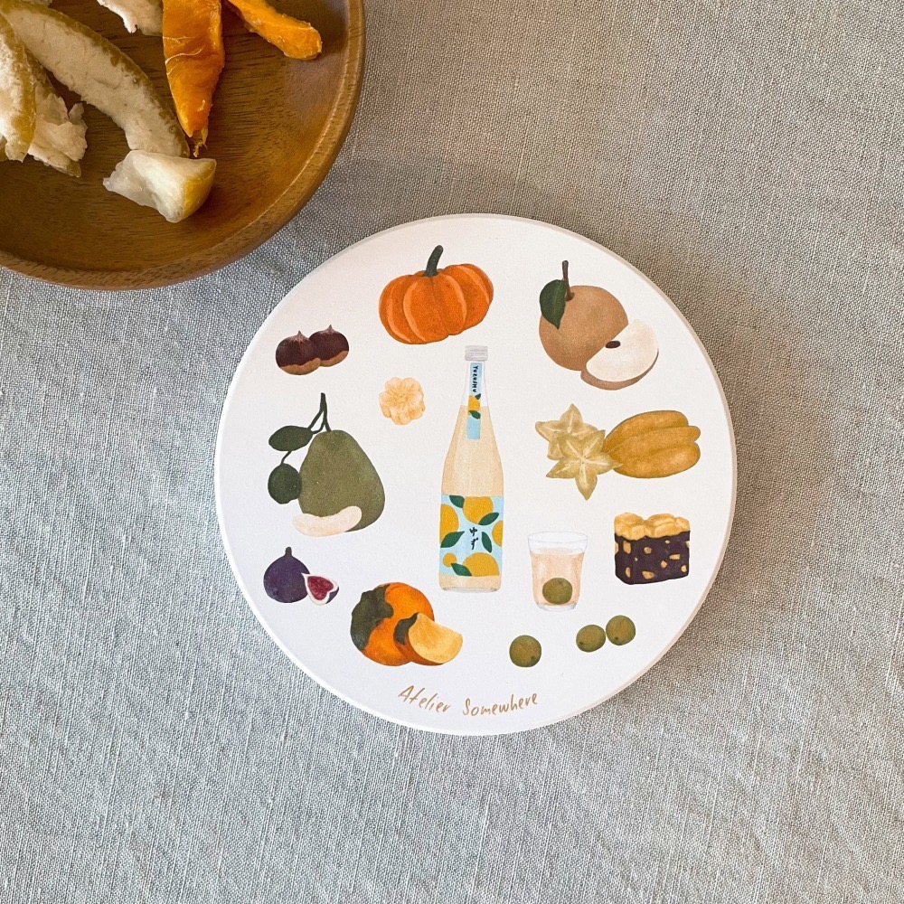 【中秋限定】秋日午茶、秋夜賞月杯墊方巾組 (加贈扇子)-細節圖5