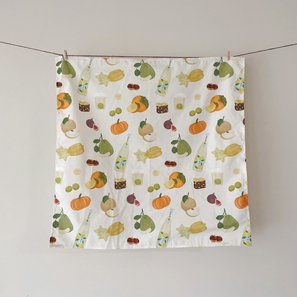 【中秋限定】秋日午茶、秋夜賞月杯墊方巾組 (加贈扇子)-細節圖6