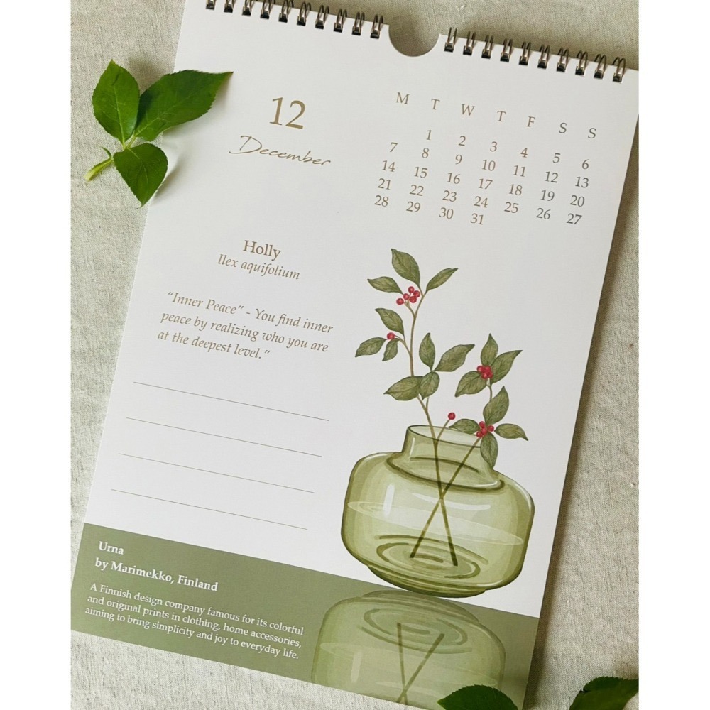 漫步植物園系列 - 2026 瓶中花語月曆(掛曆)-細節圖4