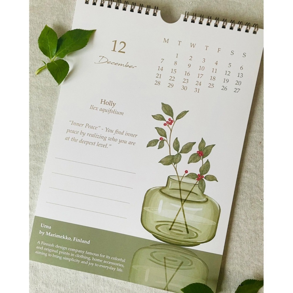 漫步植物園系列 - 2026 瓶中花語月曆(掛曆)-細節圖4