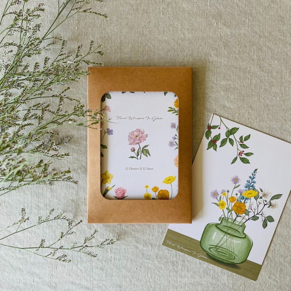 漫步植物園系列 - 瓶中花語明信片萬用卡組(14張)-細節圖5