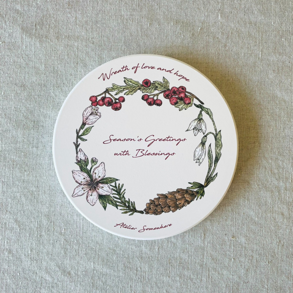 漫步植物園系列 - 祝福花圈陶瓷杯墊-細節圖6