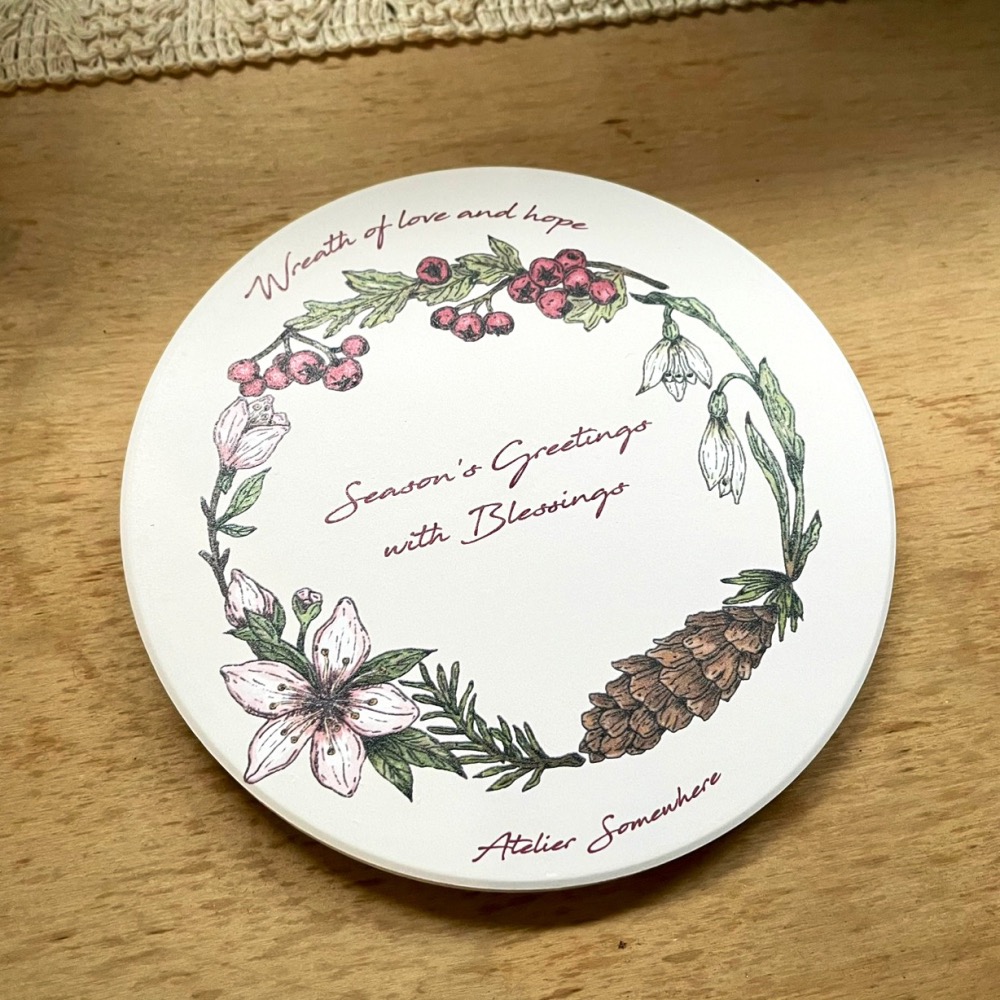 漫步植物園系列 - 祝福花圈陶瓷杯墊-細節圖2
