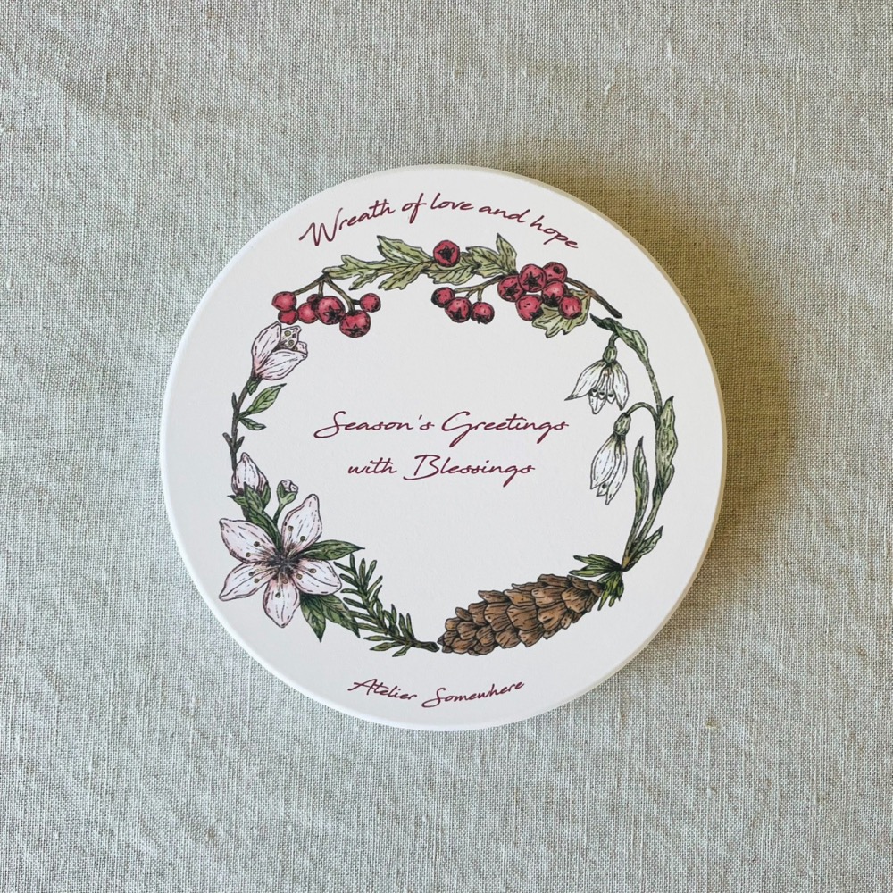 漫步植物園系列 - 祝福花圈陶瓷杯墊-細節圖6