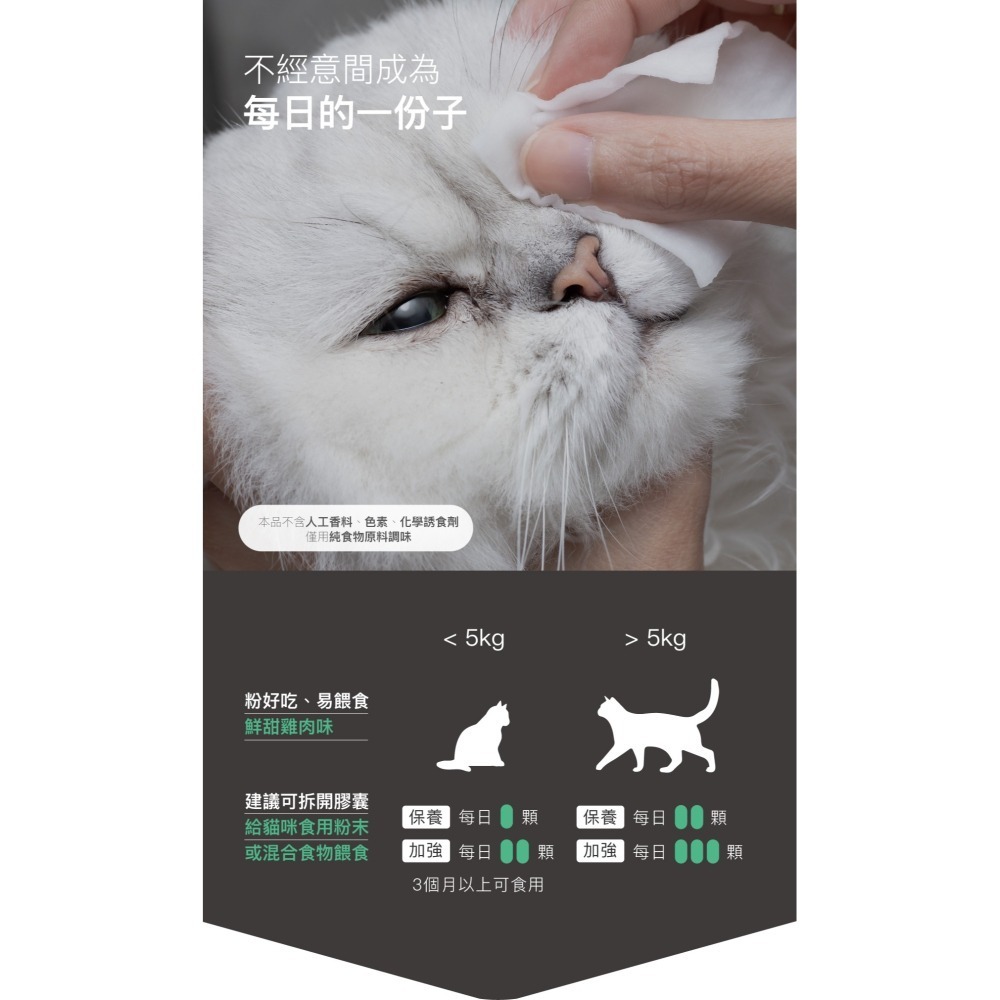 【木入森】貓咪痕淨白 30顆｜60顆｜貓咪眼睛保健食品｜金盞花 離胺酸｜針對貓流眼淚 貓淚痕-細節圖7
