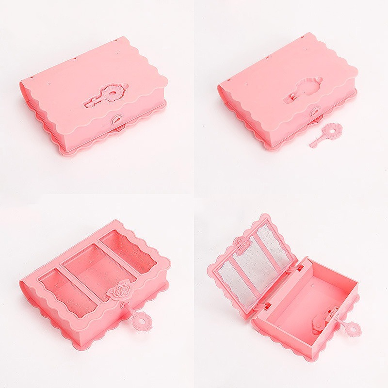 北歐風魔法書雕花飾品收納盒 兒童手工DIY魔法書日記本鑰匙收納盒-細節圖4