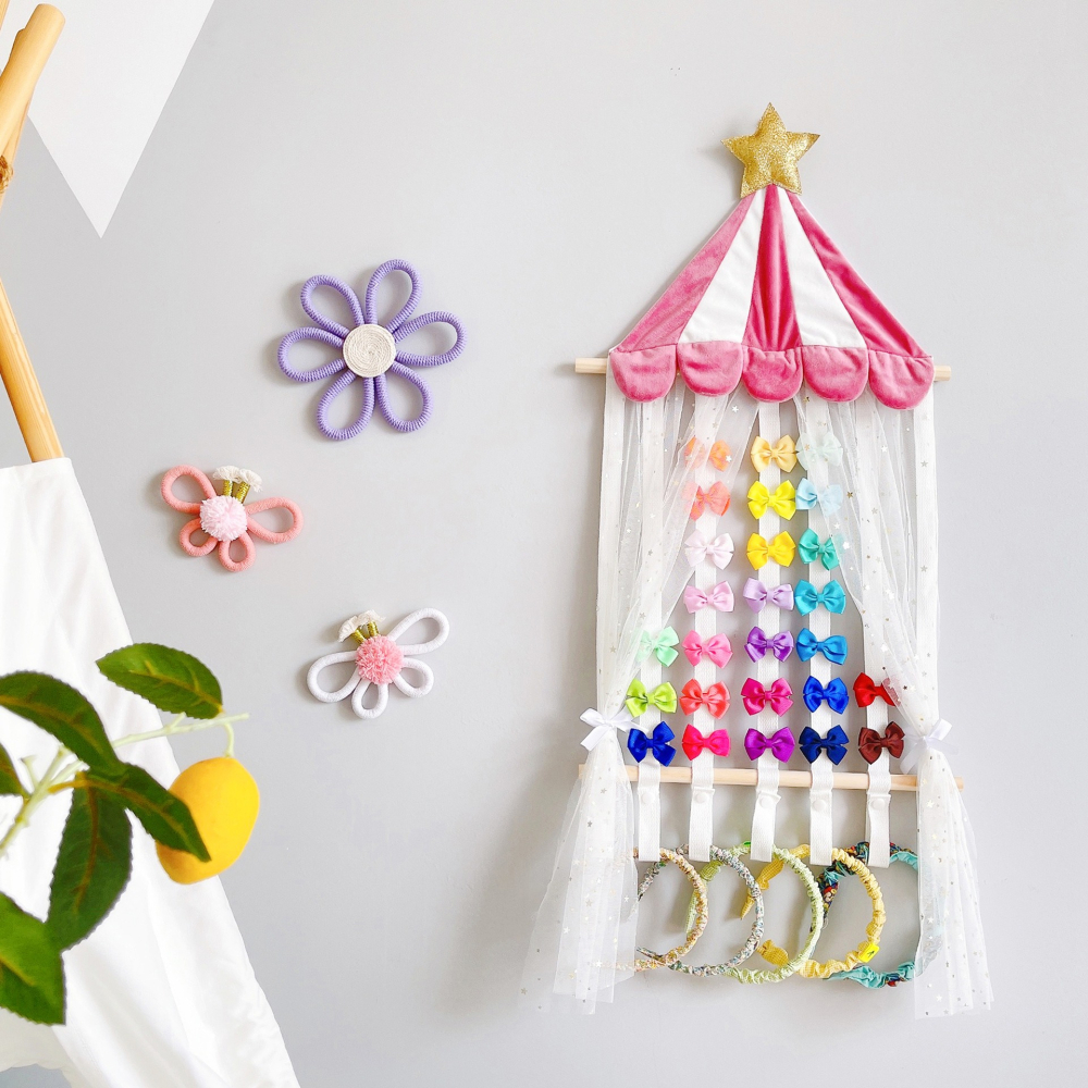 公主粉遊戲帳篷網紗髮夾髮飾收納架 附掛勾-細節圖8