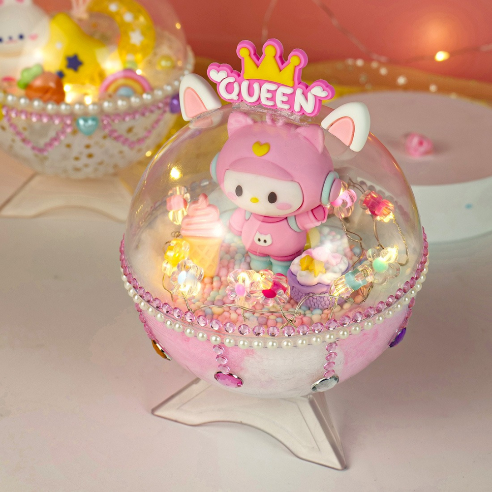 星空泡泡球兒童手作立體微景觀小夜燈水晶球 DIY樹脂配件夢幻水晶球-細節圖4