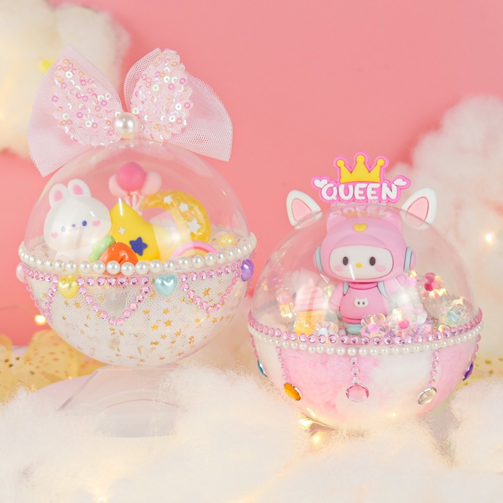 星空泡泡球兒童手作立體微景觀小夜燈水晶球 DIY樹脂配件夢幻水晶球-細節圖2