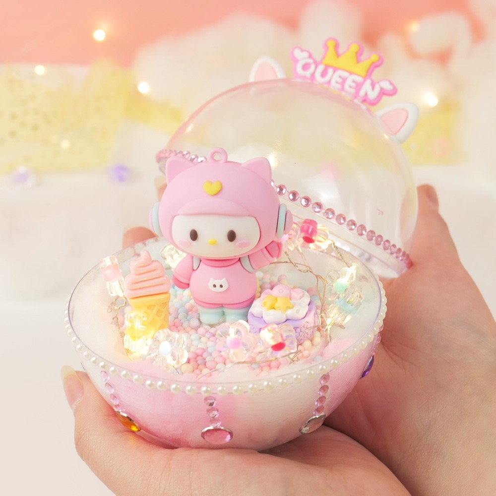 星空泡泡球兒童手作立體微景觀小夜燈水晶球 DIY樹脂配件夢幻水晶球-細節圖3