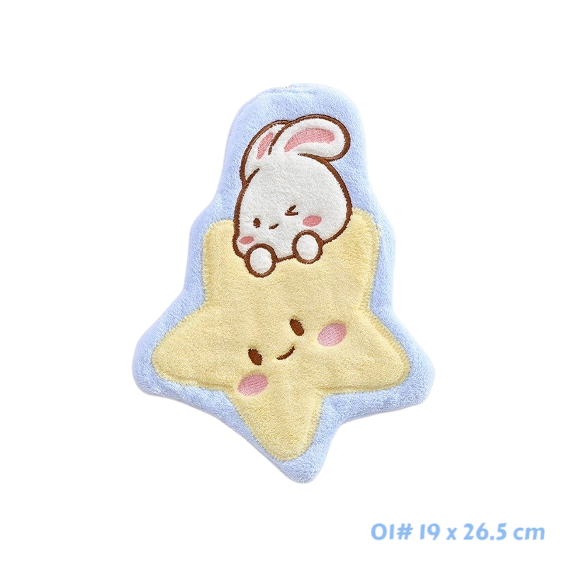 可掛式珊瑚絨萌趣可愛擦手巾 可愛動物花朵甜點廚房浴室洗手擦手巾-規格圖3