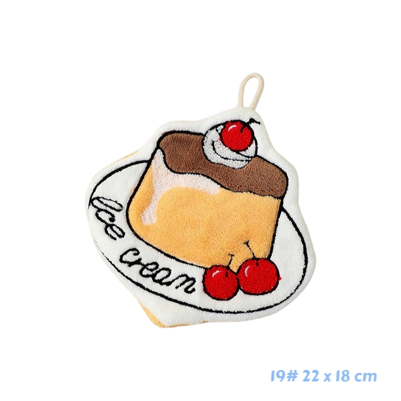 可掛式珊瑚絨萌趣可愛擦手巾 可愛動物花朵甜點廚房浴室洗手擦手巾-規格圖3