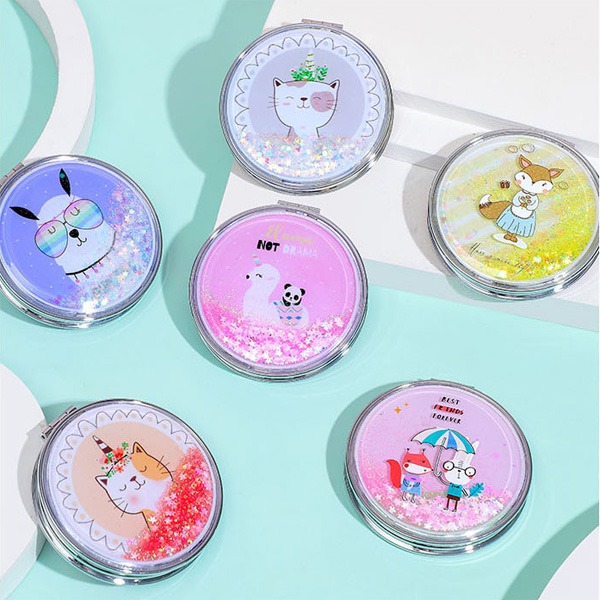 圓形PU流沙化妝鏡 / 雙面隨身鏡-細節圖2