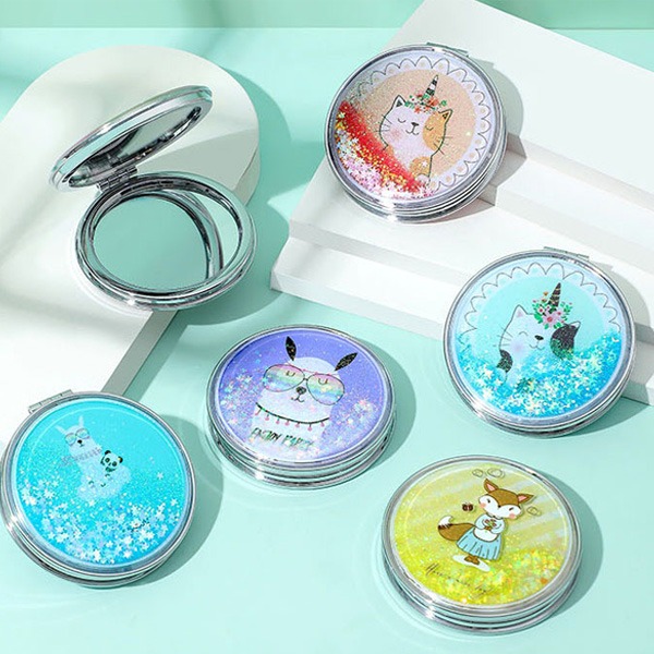 圓形PU流沙化妝鏡 / 雙面隨身鏡-細節圖3