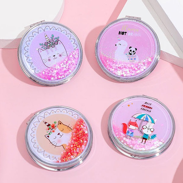 圓形PU流沙化妝鏡 / 雙面隨身鏡-細節圖4